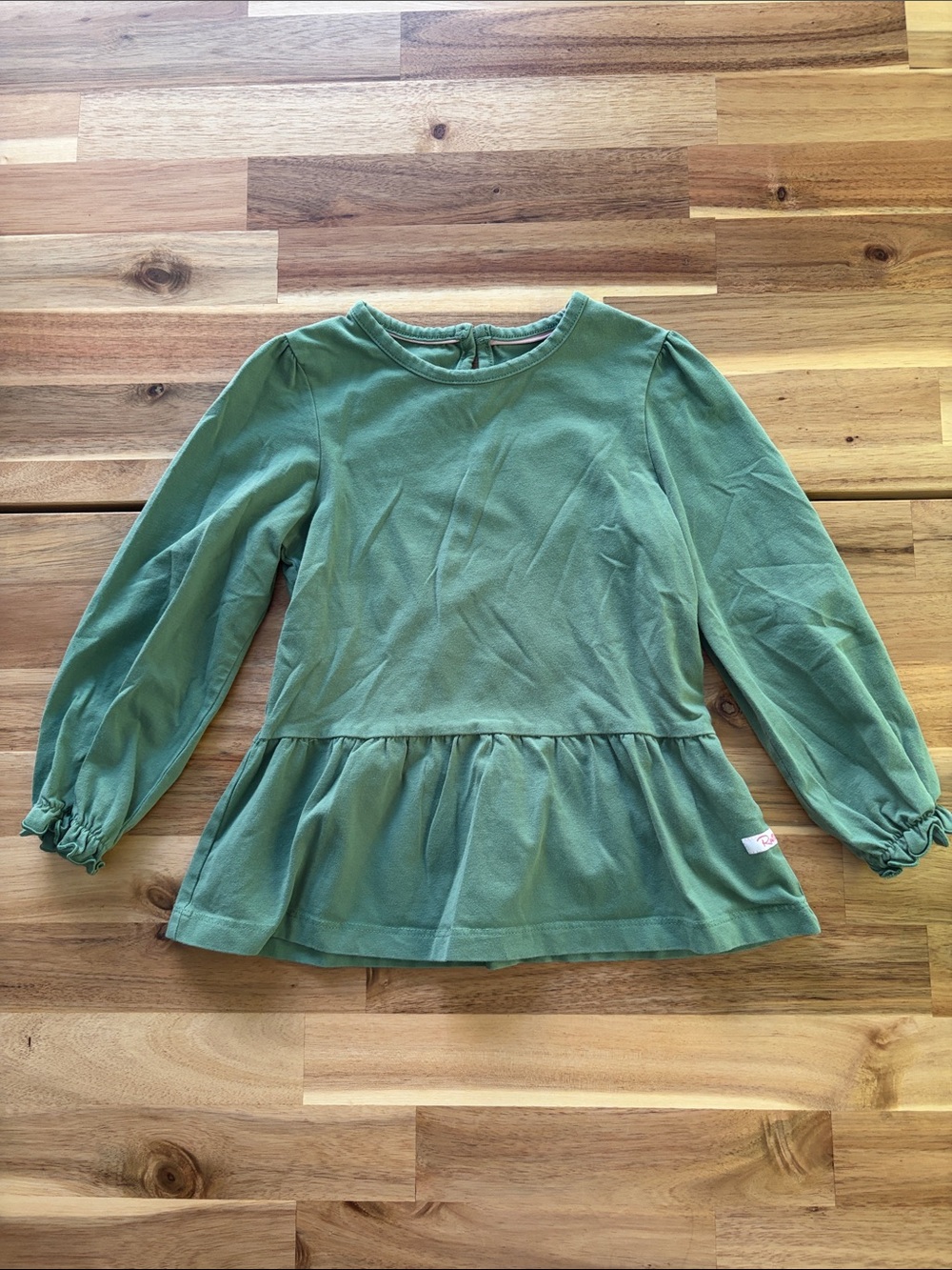 Ruffle Butts size 5 Green Long Sleeve Peplum Top